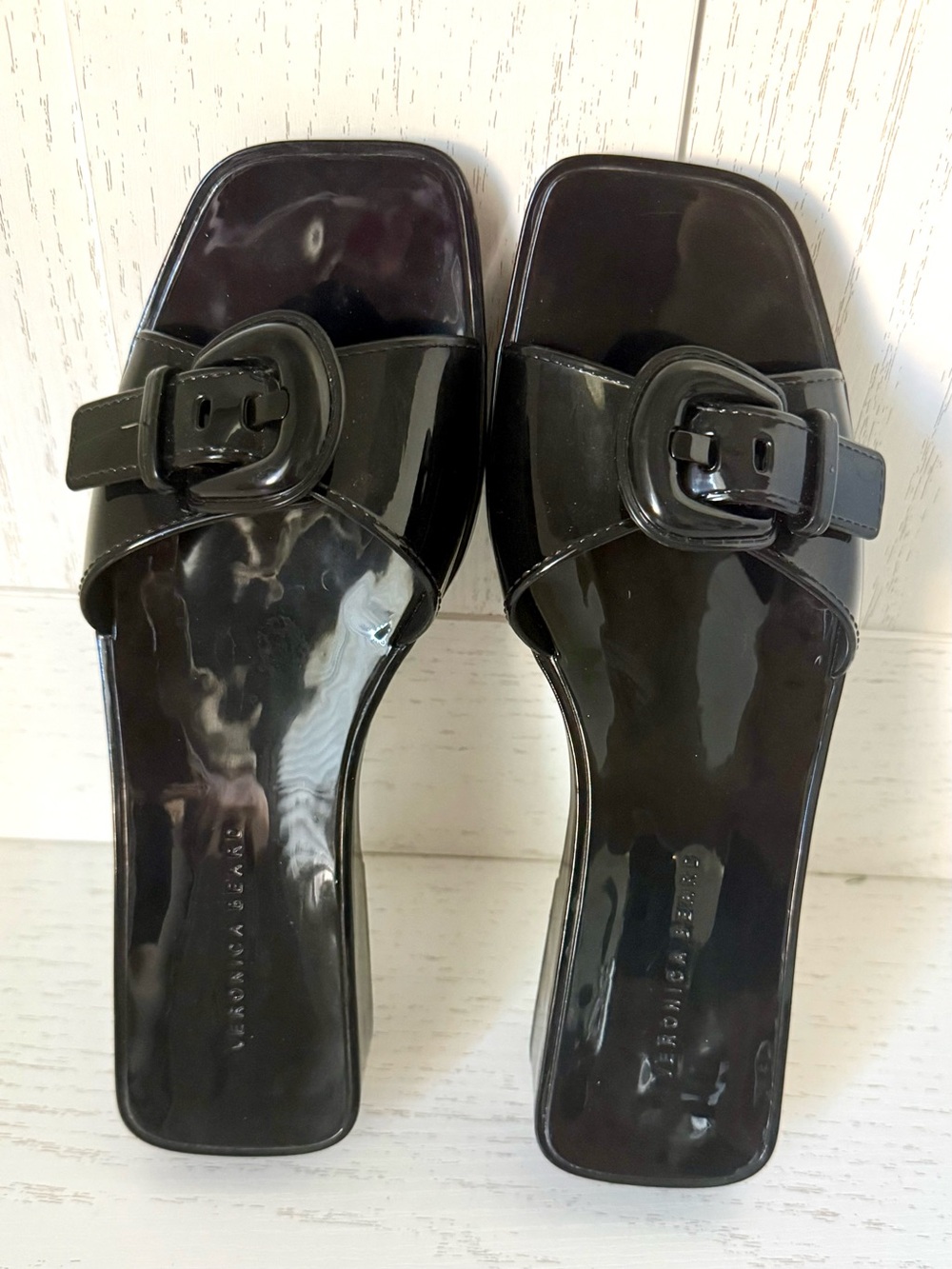 Veronica Beard Davina Jelly Slides black size 8 women block heel